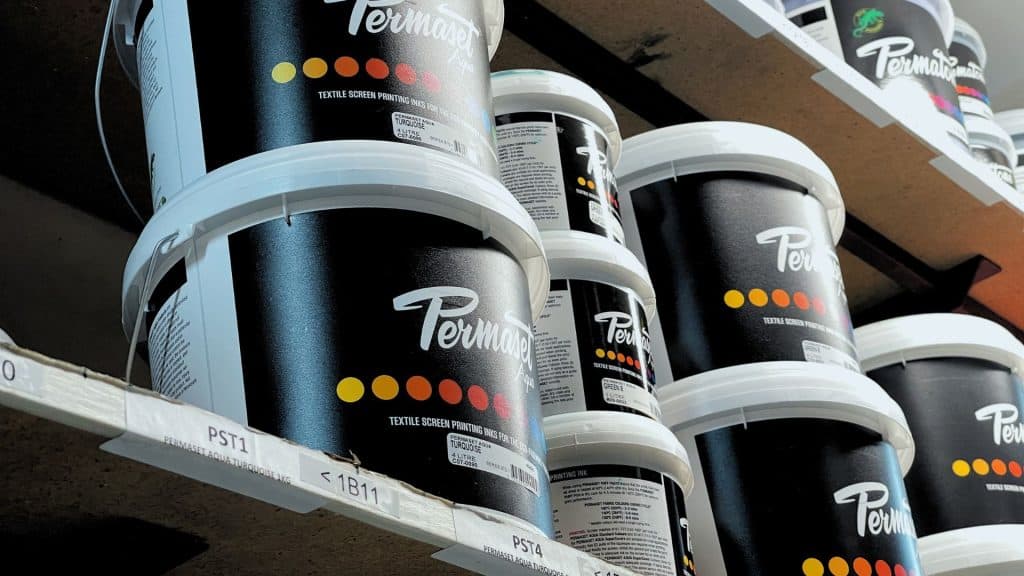 permaset ink retailed at jones brothers for screenprinting on to textiles