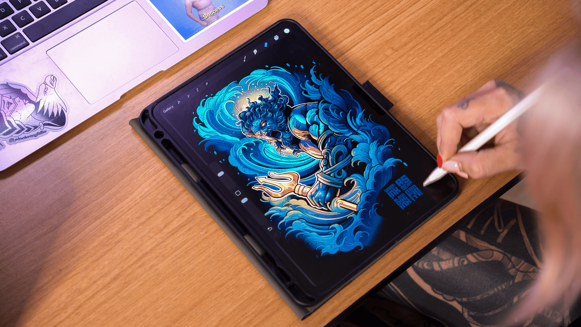 Early concept artwork for Project Poseidon prepared for screenprinting in Melbourne, Australia.