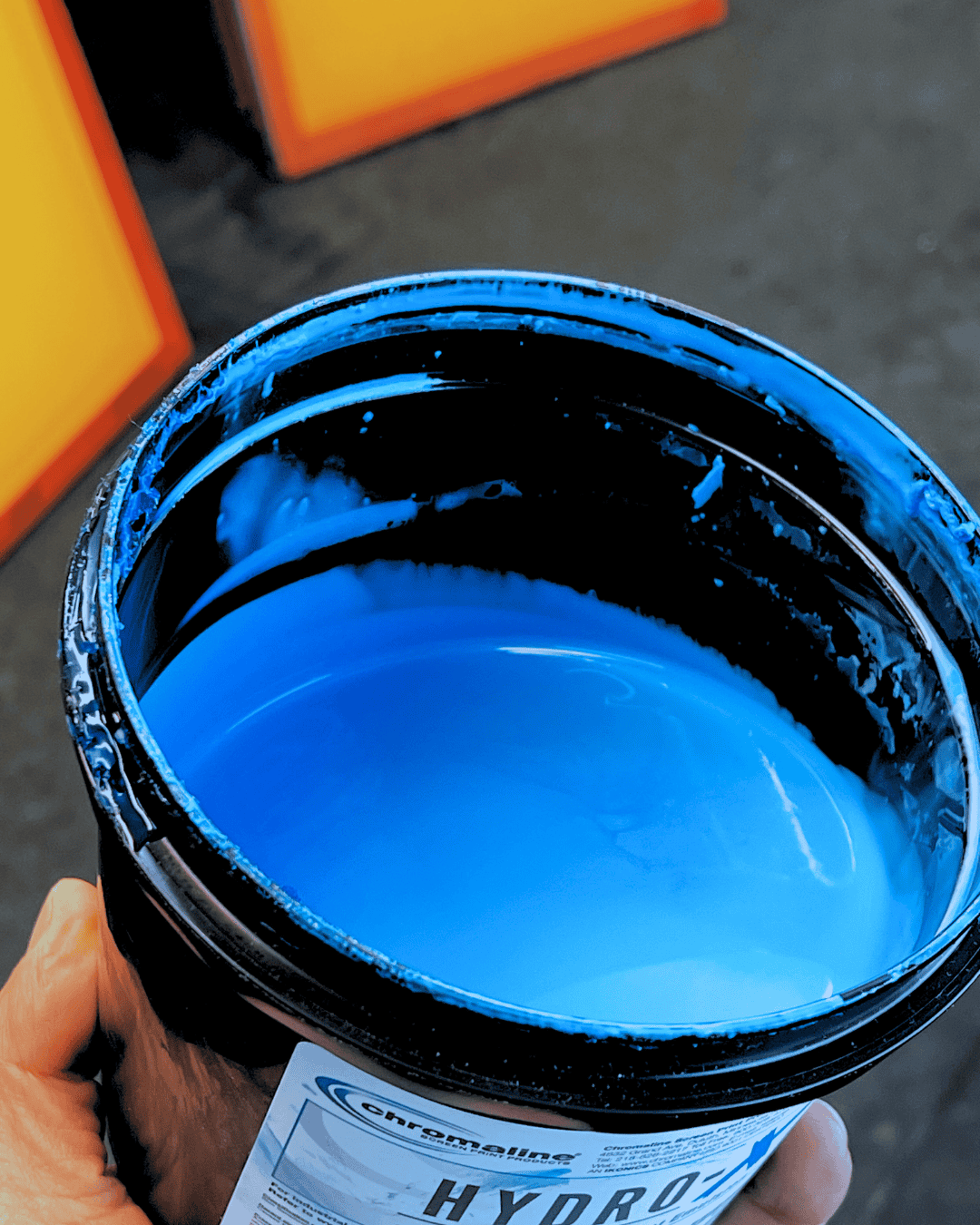 Hydro-X Blue water-resistant screen printing emulsion — front