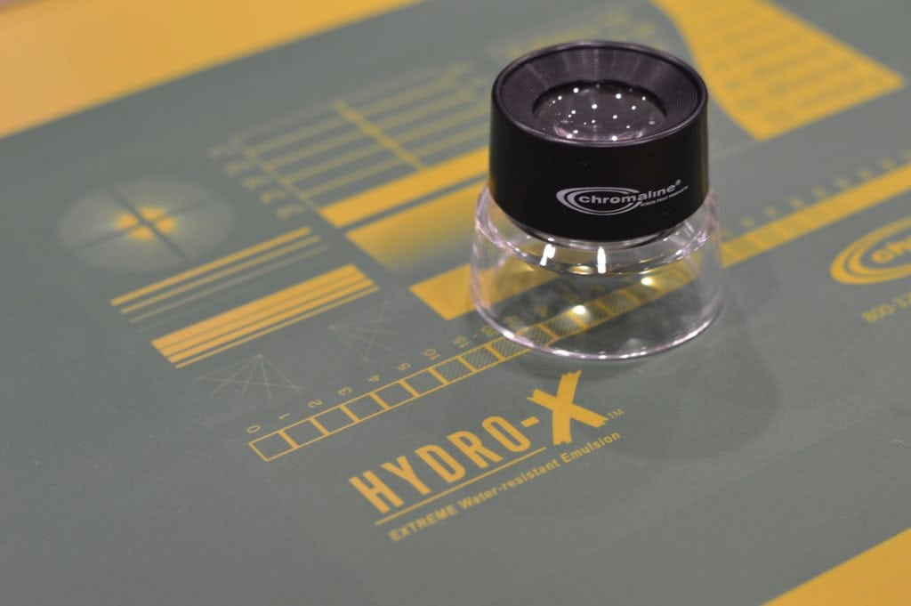 Exposed Hydro-X Blue screen showing fine detail retention