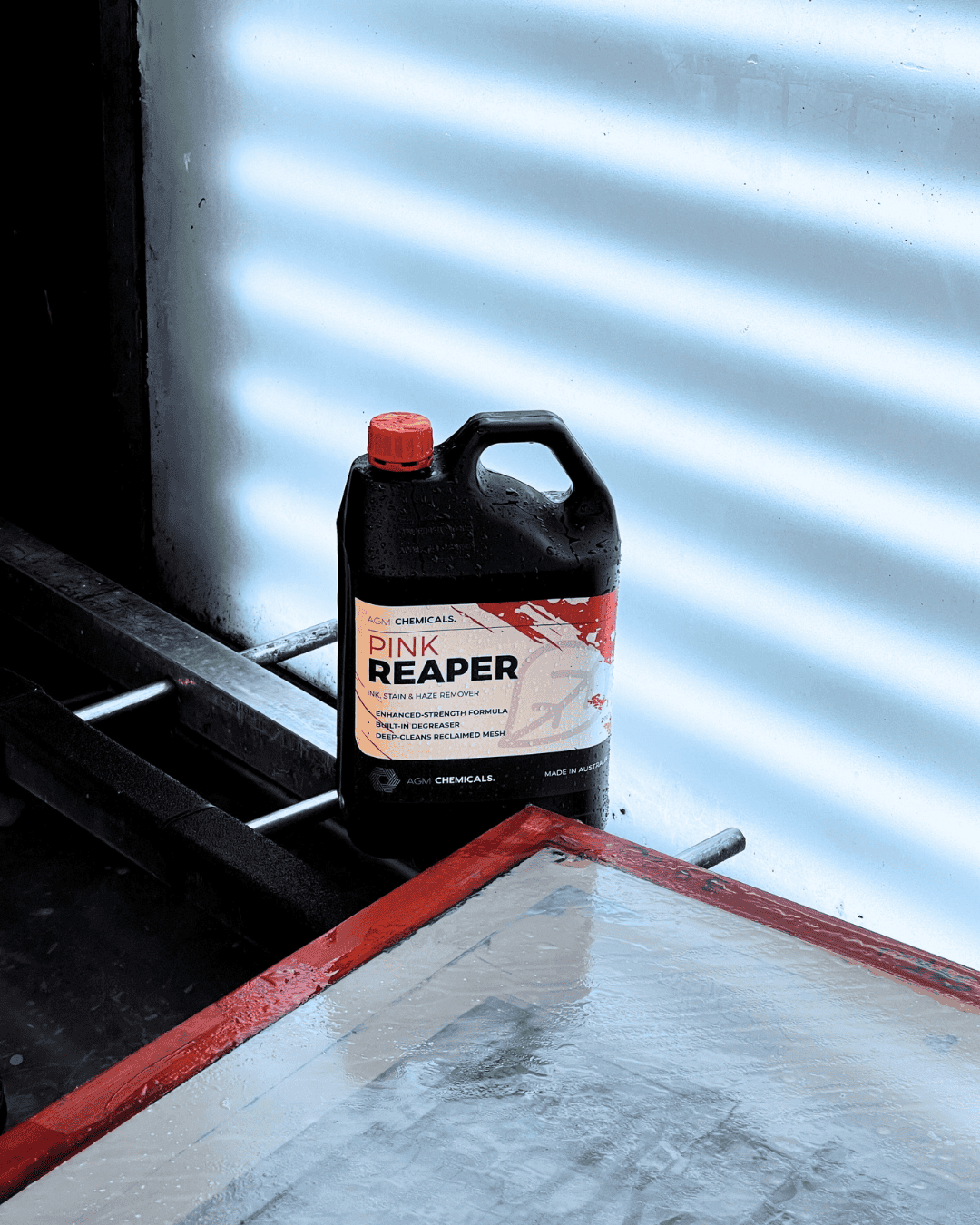 AGM Pink Reaper in a professional screen printing reclaim area